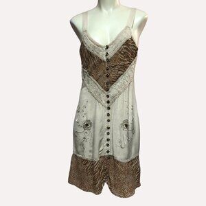 Yak & Yeti Summer Embroidered Brown Tones Dress Cotton/Rayon Blend Size Small